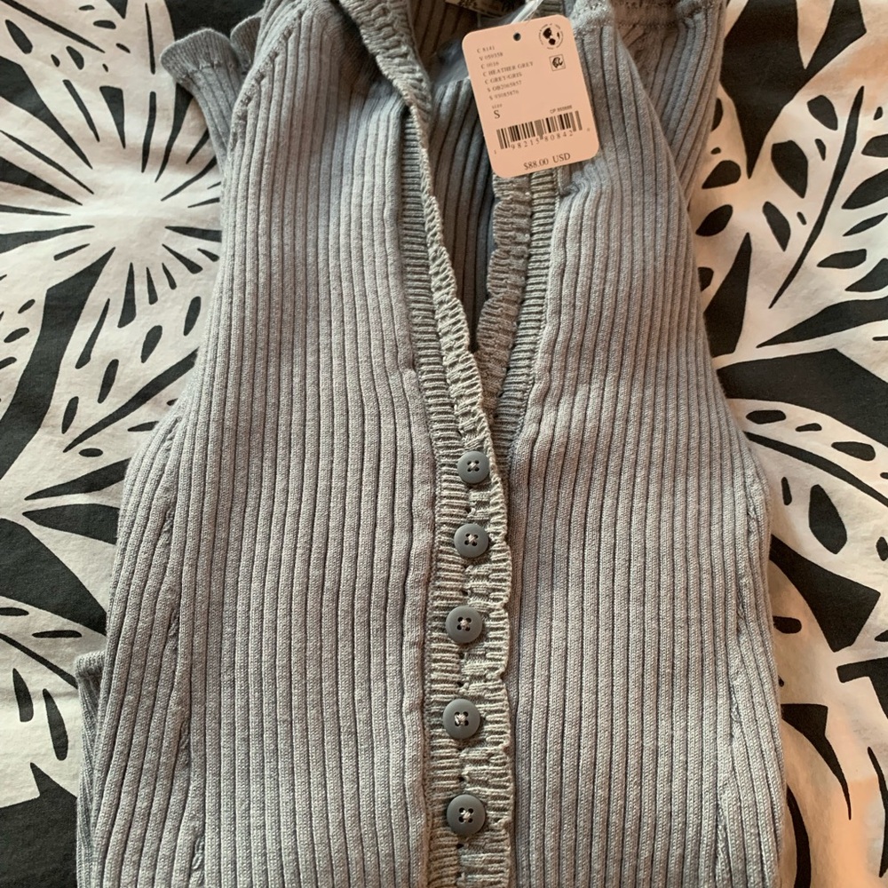 NWT - Small - Free People Intimately Grey Ribbed button down thong bodysuit
